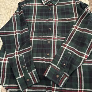 Old Navy Dark Green Plaid Flannel Button Down Shirt